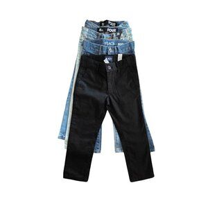 Children's Place Cotton On Lot of 4 Denim Pants Jeans Boy's Size 4 Black Blue